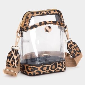 Leopard Clear Transparent Crossbody Bag Purse Leather Casual Womens Accessory